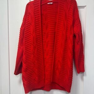Red Cable Knit Women's Sweater